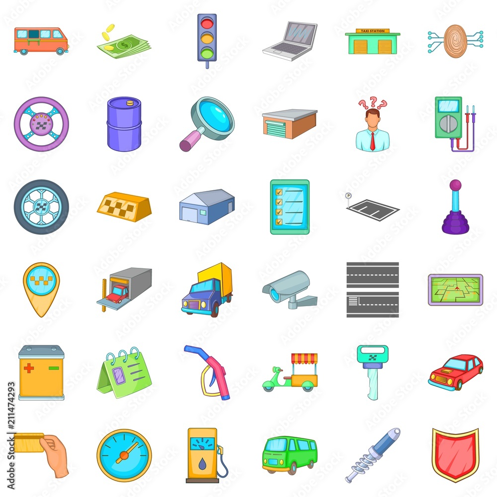 Auto mechanic icons set. Cartoon style of 36 auto mechanic vector icons for web isolated on white background Auto mechanic icons set. Cartoon style of 36 auto mechanic vector icons for web isolated on white background