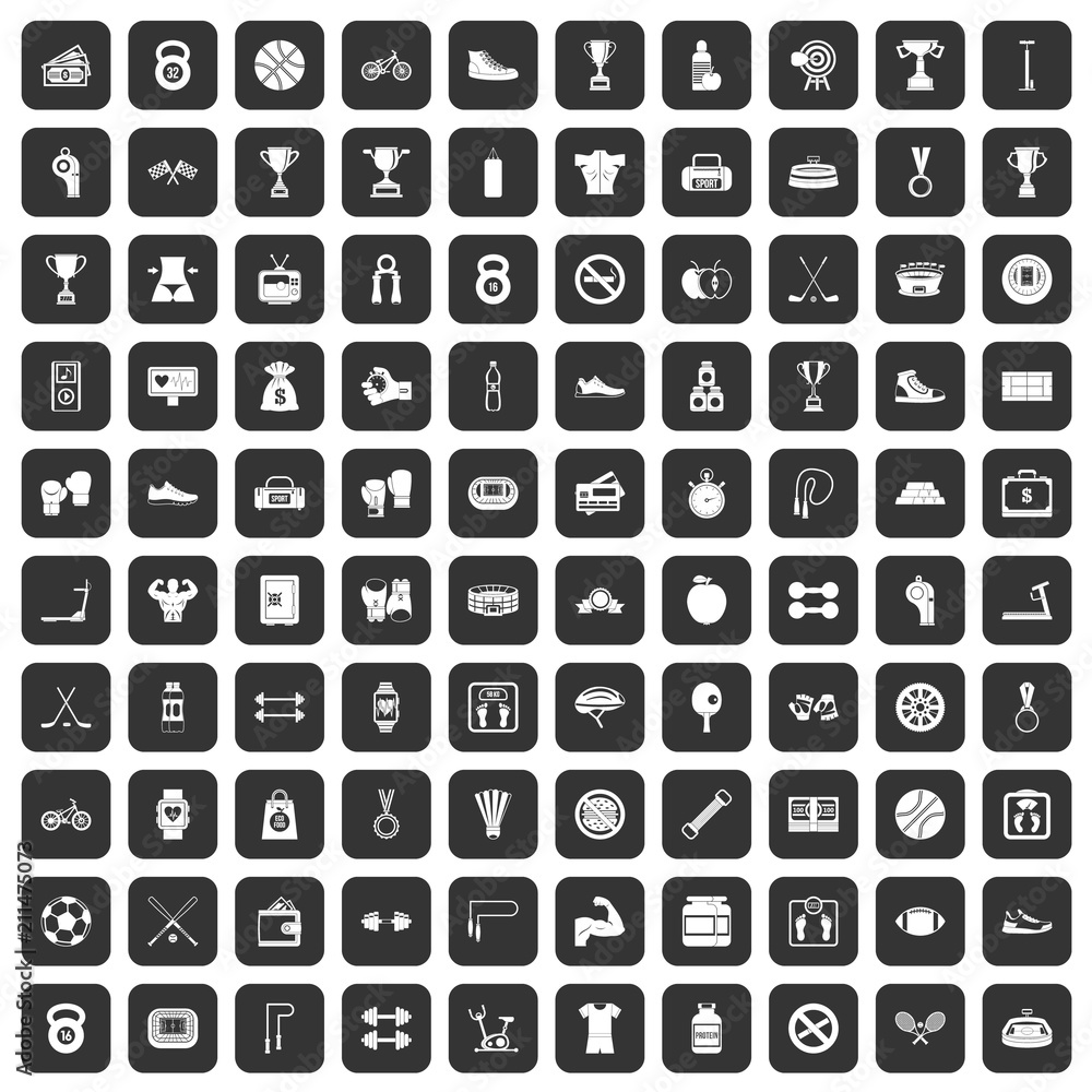 100 boxing icons set in black color isolated vector illustration 100 boxing icons set in black color isolated vector illustration