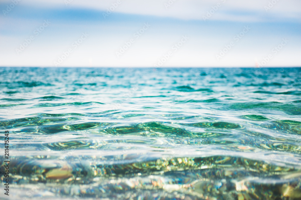 Sea coast with clear water. Shallow depth of field