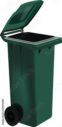 raccoglitore con coperchio verde per la raccolta differenziata