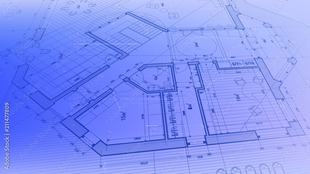 vector architectural plan - abstract architectural blueprint of a modern residential building / technology, industry, business concept illustration: real estate, building, construction & architecture vector architectural plan - abstract architectural blueprint of a modern residential building / technology, industry, business concept illustration: real estate, building, construction & architecture