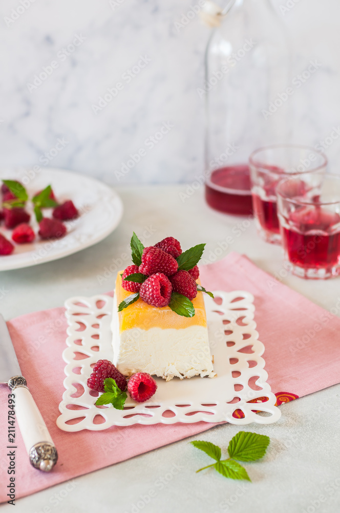 Lemon Semifreddo with Raspberries Lemon Semifreddo with Raspberries