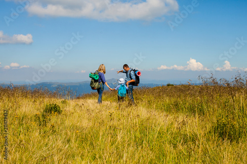 Family hiking travel