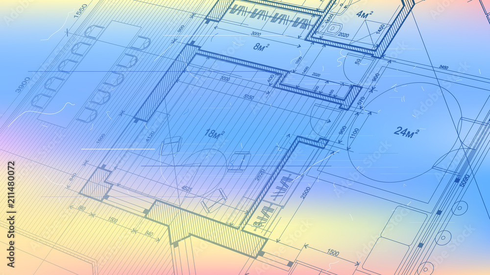 vector architectural plan - abstract architectural blueprint of a modern residential building / technology, industry, business concept illustration: real estate, building, construction & architecture vector architectural plan - abstract architectural blueprint of a modern residential building / technology, industry, business concept illustration: real estate, building, construction & architecture