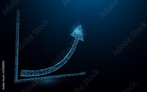 Growing Chart form lines, triangles and particle style design. Illustration vector