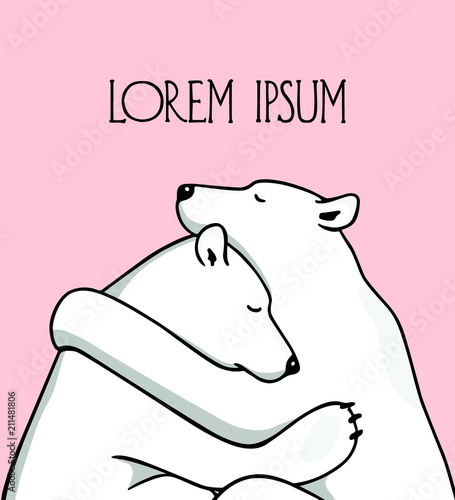 Hand drawn hugging animals