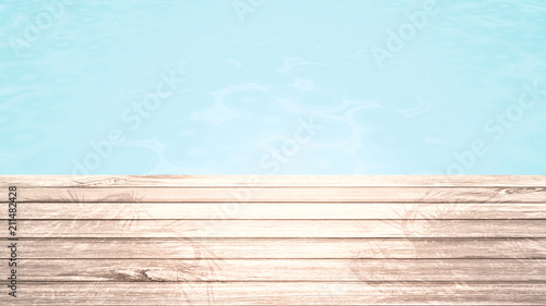 Shadows of palm trees on wooden floor. Concept of summer vacation. 3d rendering picture.