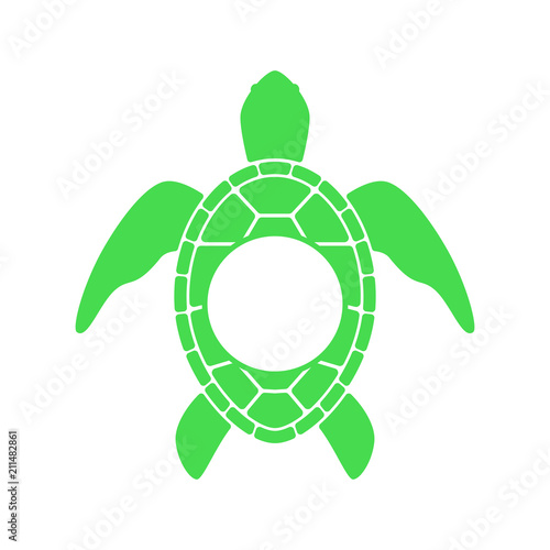 Sea turtle. Turtle silhouette - circle monogram. Vector icon isolated on white background.