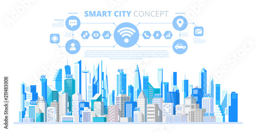 Smart city with smart services and icons