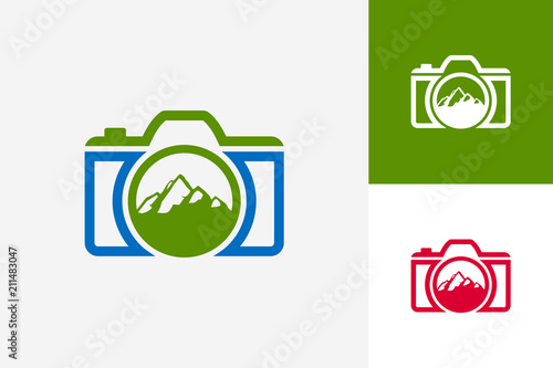 Mountain Camera Logo Template Design Vector, Emblem, Design Concept, Creative Symbol, Icon