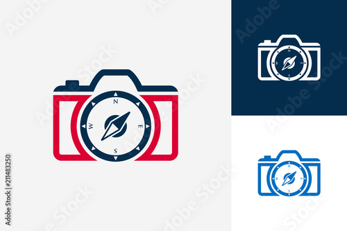 Compass Camera Logo Template Design Vector, Emblem, Design Concept, Creative Symbol, Icon