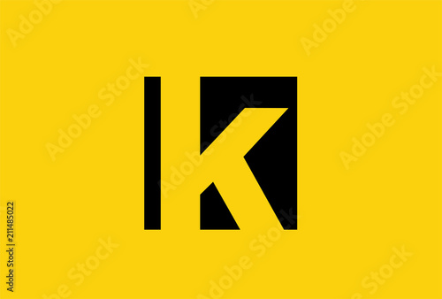 Initial Letter K Yellow Logo Design