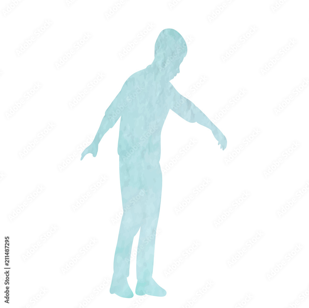 icon, blue watercolor silhouette child icon, blue watercolor silhouette child