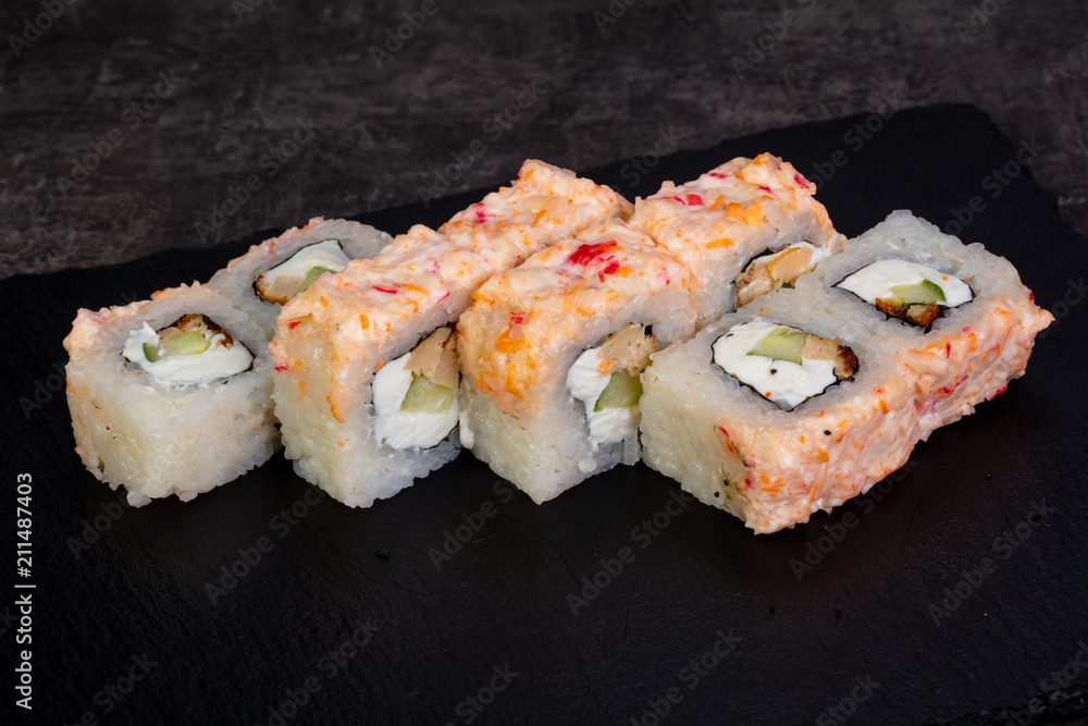 Japanese roll with salmon Japanese roll with salmon