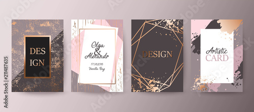 Gold, pink brochure, flyer, invitation, card