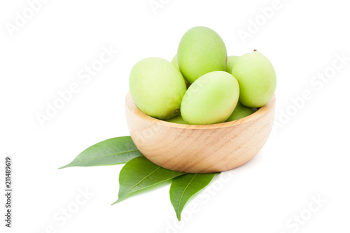 Wallpaper Mural Plum Mango or Marian Plum fruits (Bouea macrophylla Griffith) in wooden bowl Torontodigital.ca