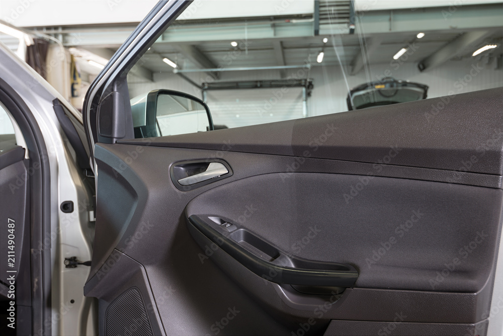 Car door before and after dry/ Car door before and after dry cleaning and interior washing Car door before and after dry/ Car door before and after dry cleaning and interior washing