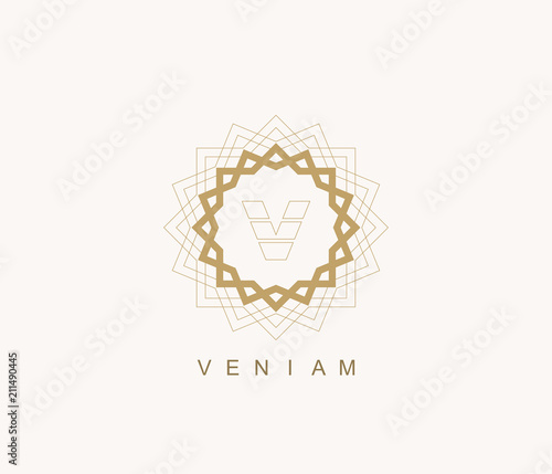 Arabic vector logo design template style. Abstract Islamic symbol. Emblem for luxury products, boutiques, jewelry, oriental cosmetics, hotels, restaurants, shops and stores.