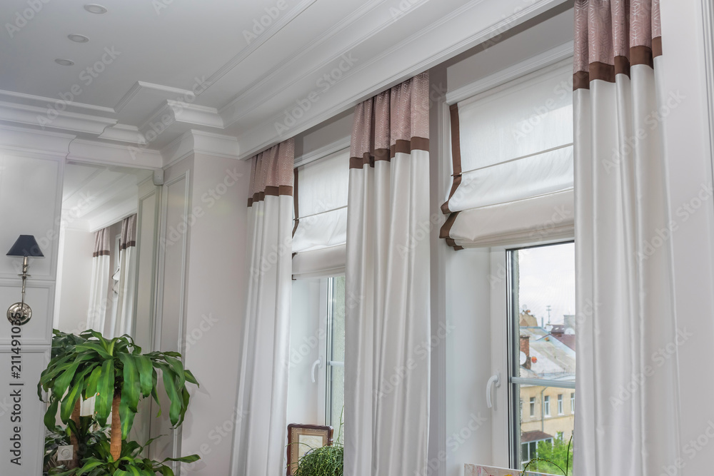 Curtains in the interior, Curtain interior decoration in living room Curtains in the interior, Curtain interior decoration in living room