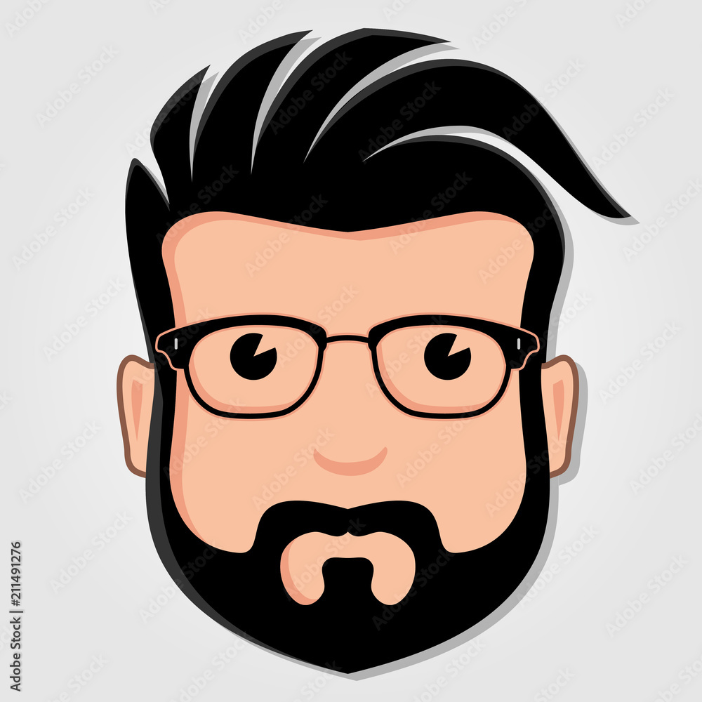 Man Cartoon Face with Glasses. Vector illustration. Man Cartoon Face with Glasses. Vector illustration.