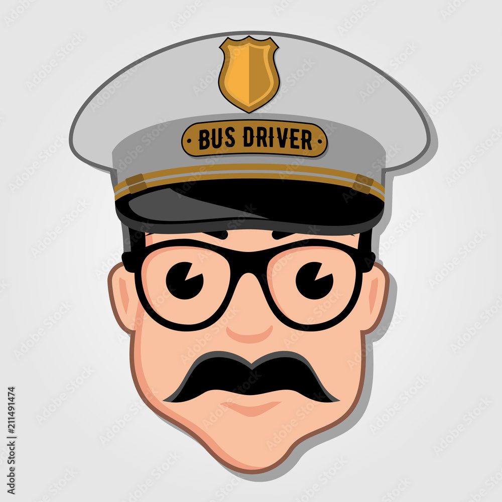 Bus Driver Cartoon Face. Vector illustration. Bus Driver Cartoon Face. Vector illustration.