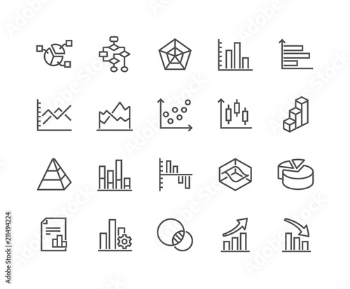 Simple Set of Charts and Diagrams Related Vector Line Icons. 
Contains such Icons as Dot Plot, 3D Chart, Trend and more.
Editable Stroke. 48x48 Pixel Perfect.