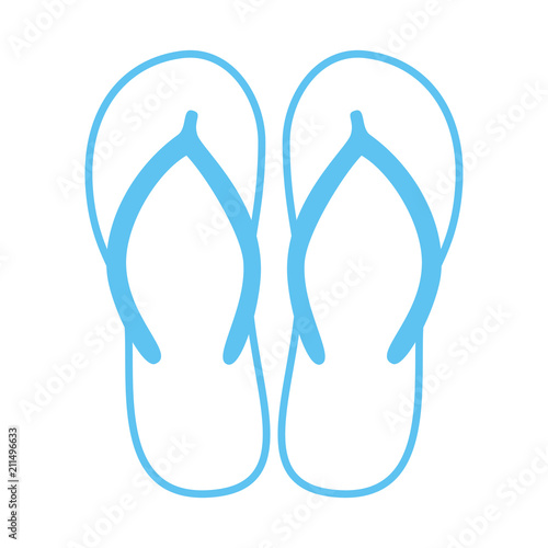 Colorful flip flops. Beach slippers. Sandals. Vector icon isolated on white background.
