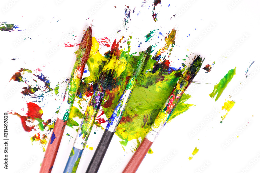 Fototapeta premium Colorful Paint Brushes with the Colors