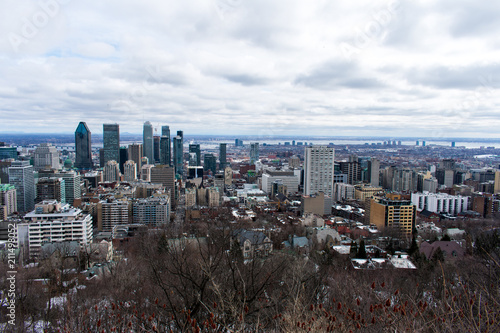 Montreal city skyline during winter time