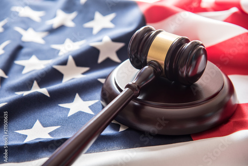 Принти на полотні gavel justice hammer on USA flag background