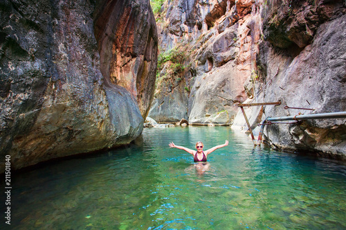 Swimming in the cold waters of the canyon photo