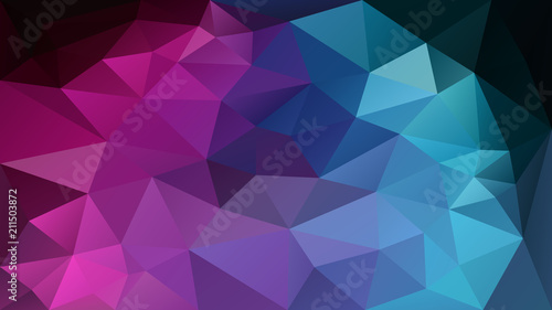 vector abstract irregular polygonal background - triangle low poly pattern - neon pink magenta purple violet blue cyan color