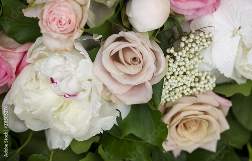 Roses and peony flowers wedding bouquet  decoration.