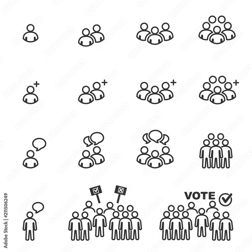 People Icons , Person Vote work group Team Line Vector