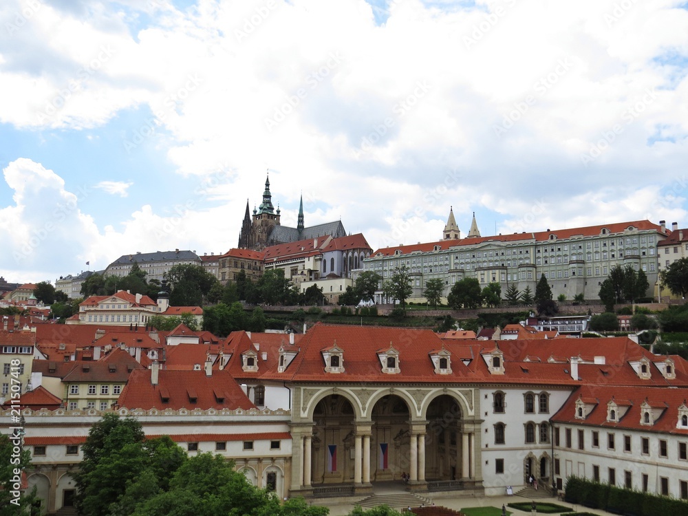 Panorama of Prague Old Historical Castle During Day, Hradcany, Czech Republic Panorama of Prague Old Historical Castle During Day, Hradcany, Czech Republic