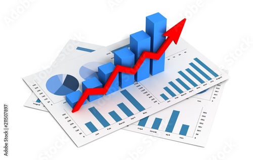 Wallpaper Mural business finance graph 3d illustration Torontodigital.ca