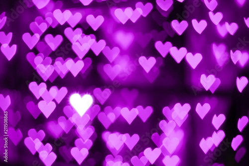 Pink Purple Violet heart bokeh abstract background