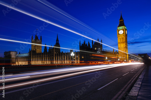 The Palace of Westminster with Elizabeth Tower at night  Big Ben UK