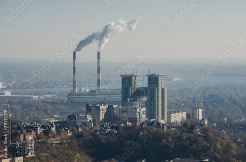 Industrial zone in the city. Kiev  Ukraine  aerial view