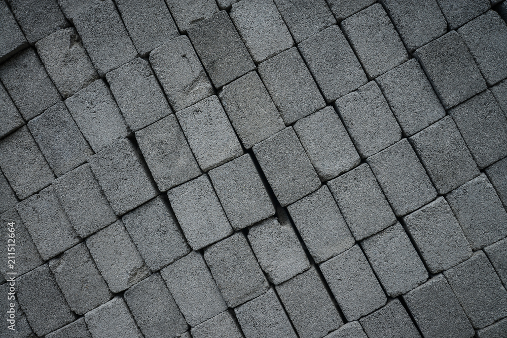 Stack of gray construction bricks