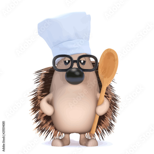 Vector 3d Hedgehog chef with spoon