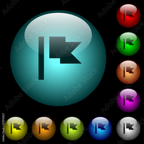 Flag icons in color illuminated glass buttons