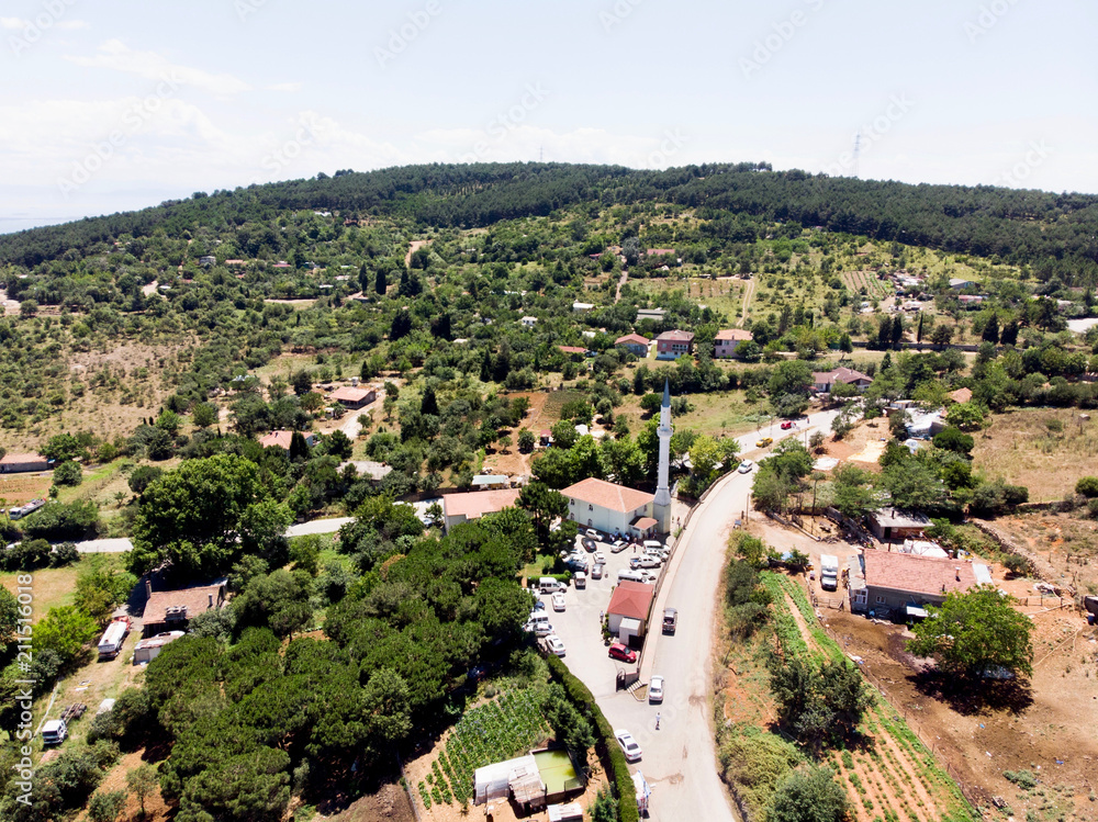 Aerial Drone View of Forest Way in Istanbul Yakacik