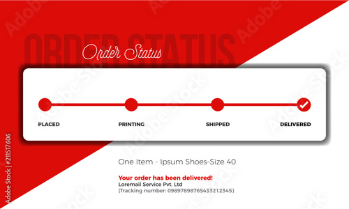 Product Tracking Status. Order and Delivery progress bar with Textbox Template.