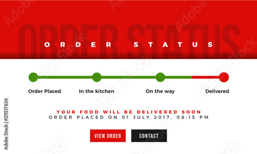 Food Delivery Tracking Status. Order and Delivery progress bar with Textbox Template.