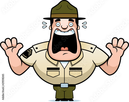 Cartoon Drill Sergeant Scared