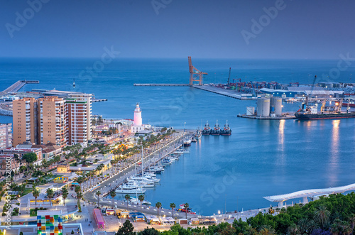 Port of Malaga in dusk