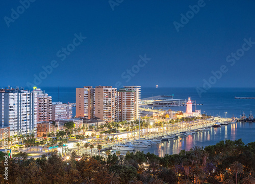 Port of Malaga in dusk