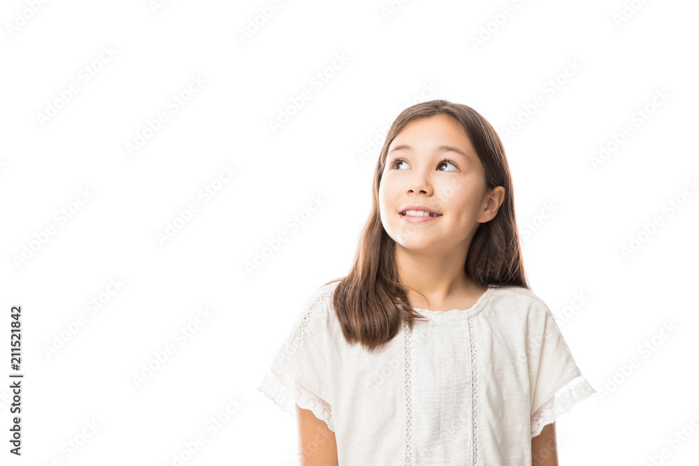 Pretty kid looking away isolated on white Pretty kid looking away isolated on white