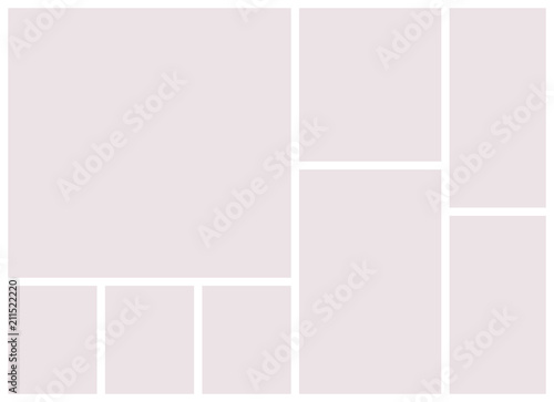 Templates collage frames for photo or illustration. Montage photo frame template. Vector Mood Board Branding Presentation. MoodBoard, Logo Template, Collage Frames with Universal Colour Palette.